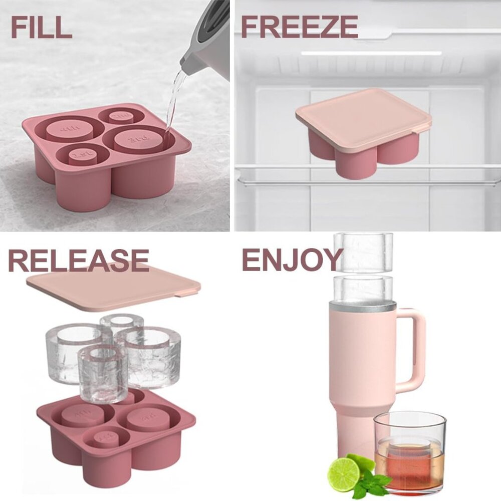 Silicone Ice Mold Ice Cubes for Stanley Tumbler, Pink - Picture 5 of 11
